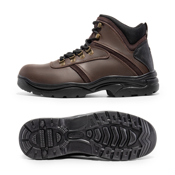 Men's Quality Leather Waterproof Hiking Boots - DARK BROWN - 5